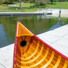 Load image into Gallery viewer, RED DISPLAY CANOE WITH RIBS AND CURVED BOW 10ft| Wooden Canoe