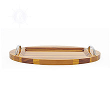 Load image into Gallery viewer, Old Modern Handicrafts 12-Inches Christ Craft Oval Tray with Metal Handles - 100% Handmade from Red Cedar Wood and Fiberglass - 12.5L x 8.5W x 2H Inches