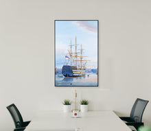 Load image into Gallery viewer, Old Modern Handicrafts H.M.S. Victory in Portsmouth Harbour - Canvas Painting - A Graceful Addition to Your Home Décor - 47x1.3x31 Inches