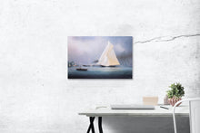 Load image into Gallery viewer, Old Modern Handicrafts Britannia and Vigilant off the Royal Yacht Squadron's Headquarters - Canvas Print of the Original Painting Mounted onto a Sturdy Wooden Frame - 35.1 X 23.5 inches