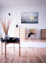 Load image into Gallery viewer, Old Modern Handicrafts Britannia and Vigilant off the Royal Yacht Squadron's Headquarters - Canvas Print of the Original Painting Mounted onto a Sturdy Wooden Frame - 35.1 X 23.5 inches