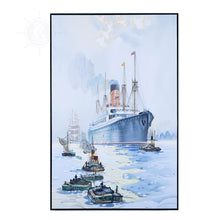 Load image into Gallery viewer, The Cunard Liner Carpathia Outward Bound from Liverpool in the Moonlight - Canvas Painting