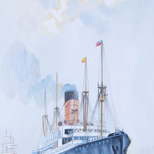 Load image into Gallery viewer, The Cunard Liner Carpathia Outward Bound from Liverpool in the Moonlight - Canvas Painting