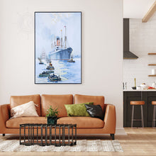 Load image into Gallery viewer, The Cunard Liner Carpathia Outward Bound from Liverpool in the Moonlight - Canvas Painting
