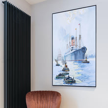 Load image into Gallery viewer, The Cunard Liner Carpathia Outward Bound from Liverpool in the Moonlight - Canvas Painting
