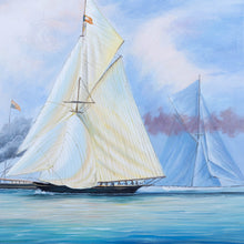Load image into Gallery viewer, Britannia and Vigilant off the Royal Yacht Squadron's Headquarters - Canvas Painting