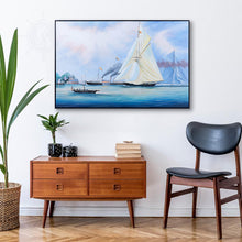 Load image into Gallery viewer, Britannia and Vigilant off the Royal Yacht Squadron's Headquarters - Canvas Painting