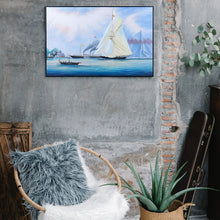Load image into Gallery viewer, Britannia and Vigilant off the Royal Yacht Squadron's Headquarters - Canvas Painting