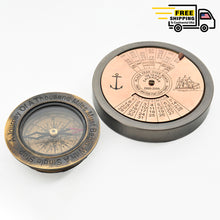 Load image into Gallery viewer, 100 YEAR CALENDAR & COMPASS QUOTE SET OF 2 | Nautical decor | Vintage arts and crafts for decoration