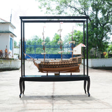 Load image into Gallery viewer, DISPLAY CASE FOR XL SHIP NO GLASS | HIGH QUALITY| Handcrafted Wooden Display Case for Model Ships