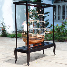 Load image into Gallery viewer, DISPLAY CASE FOR XL SHIP NO GLASS | HIGH QUALITY| Handcrafted Wooden Display Case for Model Ships