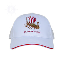 Load image into Gallery viewer, Drakkar Viking Embroidered Cap in White by Alison Nautical