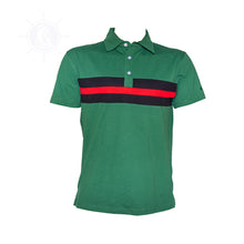 Load image into Gallery viewer, Hemingway Pilar Green w. Black & Red Stripes Regular Fit Polo Shirt by Alison Nautical