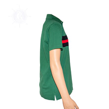 Load image into Gallery viewer, Hemingway Pilar Green w. Black & Red Stripes Regular Fit Polo Shirt by Alison Nautical