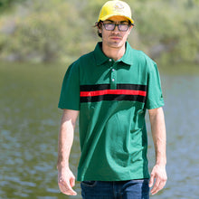 Load image into Gallery viewer, Hemingway Pilar Green w. Black & Red Stripes Regular Fit Polo Shirt by Alison Nautical