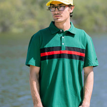 Load image into Gallery viewer, Hemingway Pilar Green w. Black & Red Stripes Regular Fit Polo Shirt by Alison Nautical
