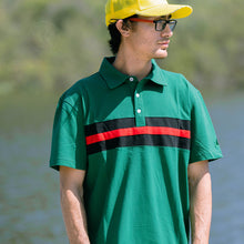 Load image into Gallery viewer, Hemingway Pilar Green w. Black & Red Stripes Regular Fit Polo Shirt by Alison Nautical