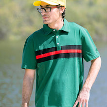 Load image into Gallery viewer, Hemingway Pilar Green w. Black & Red Stripes Regular Fit Polo Shirt by Alison Nautical
