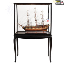 Load image into Gallery viewer, USS CONSTITUTION MODEL SHIP LARGE WITH FLOOR DISPLAY CASE | Museum-quality | Fully Assembled Wooden Ship Models