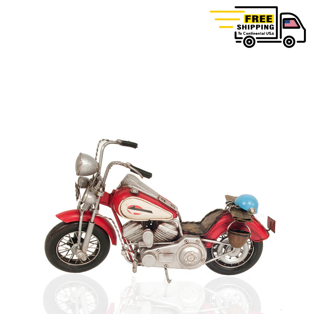 RED HARLEY-DAVIDSON MOTORCYCLE METAL HANDMADE | scale model| Miniatures |Vintage arts and crafts for decoration