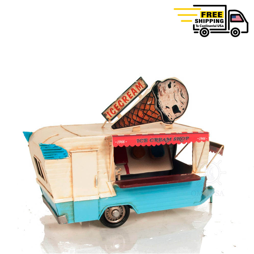 1966 ICECREAM TRAILER METAL HANDMADE | scale model| Miniatures |Vintage arts and crafts for decoration