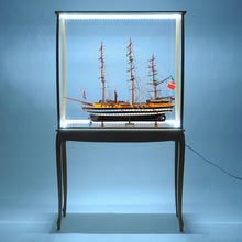 Load image into Gallery viewer, FLOOR DISPLAY CASE CLEAR FINISH WITH LED LIGHTS | HIGH QUALITY| Handcrafted Wooden Display Case for Model Ships