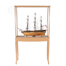 Load image into Gallery viewer, FLOOR DISPLAY CASE CLEAR FINISH WITH LED LIGHTS | HIGH QUALITY| Handcrafted Wooden Display Case for Model Ships
