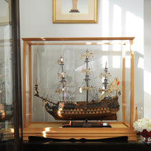Load image into Gallery viewer, DISPLAY CASE FOR MIDSIZE TALL SHIP CLEAR FINISH | HIGH QUALITY| Handcrafted Wooden Display Case for Model Ships