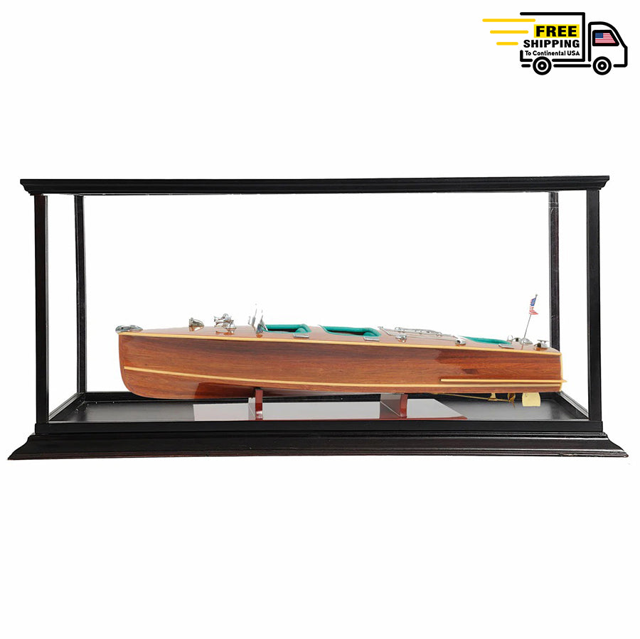 CHRIS CRAFT TRIPLE COCKPIT MODEL BOAT WITH DISPLAY CASE | Museum-quality | Fully Assembled Wooden Model boats
