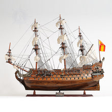 Load image into Gallery viewer, SAN FELIPE MODEL SHIP LARGE WITH TABLE TOP DISPLAY CASE | Museum-quality | Fully Assembled Wooden Ship Models