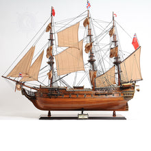 Load image into Gallery viewer, HMS SURPRISE MODEL SHIP LARGE WITH TABLE TOP DISPLAY CASE | Museum-quality | Fully Assembled Wooden Ship Models
