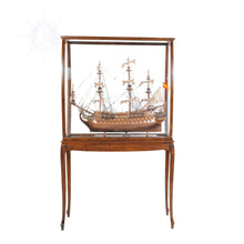 Load image into Gallery viewer, FLOOR DISPLAY CASE- CLASSIC LIGHT BROWN | HIGH QUALITY| Handcrafted Wooden Display Case for Model Ships
