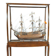 Load image into Gallery viewer, FLOOR DISPLAY CASE- CLASSIC LIGHT BROWN | HIGH QUALITY| Handcrafted Wooden Display Case for Model Ships
