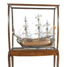 Load image into Gallery viewer, FLOOR DISPLAY CASE- CLASSIC LIGHT BROWN | HIGH QUALITY| Handcrafted Wooden Display Case for Model Ships