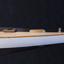 Load image into Gallery viewer, SHAMROCK BROWN/WHITE PAINTED HALF-HULL MODEL BOAT YACHT HANDMADE
