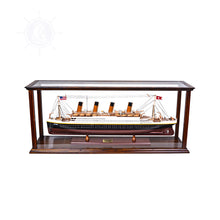 Load image into Gallery viewer, DISPLAY CASE FOR CRUISE LINER MIDSIZE CLASSIC BROWN | HIGH QUALITY| Handcrafted Wooden Display Case for Model Ships