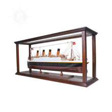 Load image into Gallery viewer, DISPLAY CASE FOR CRUISE LINER MIDSIZE CLASSIC BROWN | HIGH QUALITY| Handcrafted Wooden Display Case for Model Ships