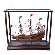 Load image into Gallery viewer, DISPLAY CASE FOR MIDSIZE TALL SHIP CLASSIC BROWN | HIGH QUALITY| Handcrafted Wooden Display Case for Model Ships