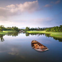 Load image into Gallery viewer, SOUTH EAST ASIA SAMPAN BOAT RED BOTTOM THUYEN BA LA TAM BAN - DISPLAY ONLY | WOODEN BOAT