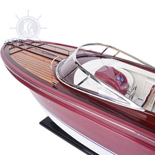 Load image into Gallery viewer, Features: - Handcrafted using plank on frame method - Multiple coats of vanishes to create the mirror effect - LED light with cord - Stainless steel rails and wine bottle holder - Chrome Plated ornaments - Come with the stand Riva is a trademark of Ferretti S.p.A.