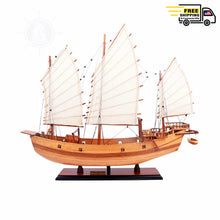 Load image into Gallery viewer, CHINESE JUNK MODEL BOAT NATURAL FINISH | Museum-quality | Fully Assembled Wooden Model boats