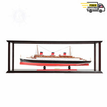 Load image into Gallery viewer, NORMANDIE CRUISE SHIP MODEL LARGE WITH DISPLAY CASE | Museum-quality Cruiser| Fully Assembled Wooden Model Ship
