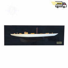 Load image into Gallery viewer, SHAMROCK BROWN/WHITE PAINTED HALF-HULL MODEL BOAT YACHT HANDMADE
