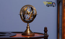 Load image into Gallery viewer, ARMILLARY SPHERE ON WOOD BASE |Replica of Armillary | Vintage arts and crafts for decoration