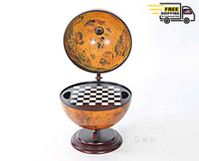 Load image into Gallery viewer, Red Globe 13 inches with Chess Holder | Handcrafted Antique finish | Vintage arts and crafts