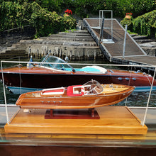 Load image into Gallery viewer, DISPLAY CASE FOR MIDSIZE SPEEDBOAT | HIGH QUALITY| Handcrafted Wooden Display Case for Model Ships
