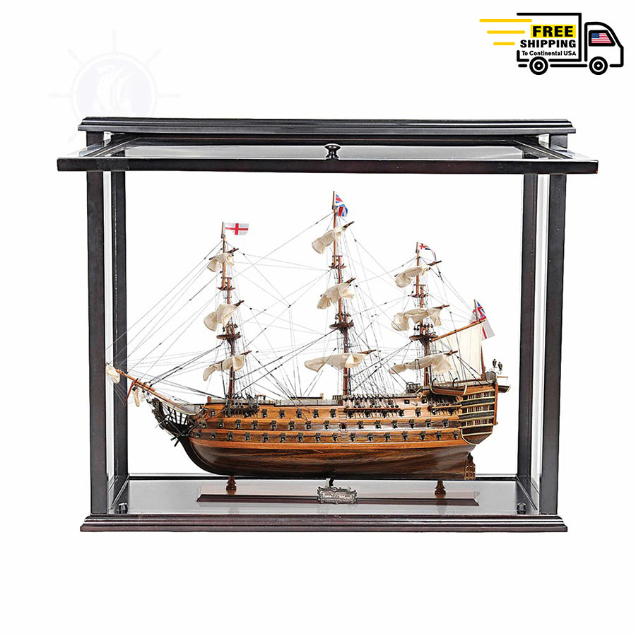 HMS VICTORY MODEL SHIP MIDSIZE WITH DISPLAY CASE FRONT OPEN | Museum-quality | Fully Assembled Wooden Ship Models