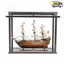 Load image into Gallery viewer, HMS VICTORY MODEL SHIP MIDSIZE WITH DISPLAY CASE FRONT OPEN | Museum-quality | Fully Assembled Wooden Ship Models
