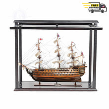 Load image into Gallery viewer, HMS VICTORY MODEL SHIP MIDSIZE WITH DISPLAY CASE FRONT OPEN | Museum-quality | Fully Assembled Wooden Ship Models