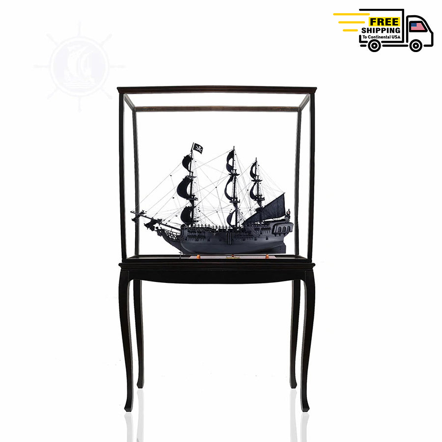 BLACK PEARL PIRATE SHIP MODEL SHIP LARGE WITH FLOOR DISPLAY CASE | Museum-quality | Fully Assembled Wooden Ship Models